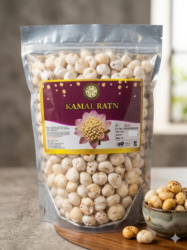 BM ORGANIC FOOD PRODUCTS Kamal Ratan Phool Makhana | Light & Crunchy Nuts | Healthy Snack Experience Makhana(200 g)