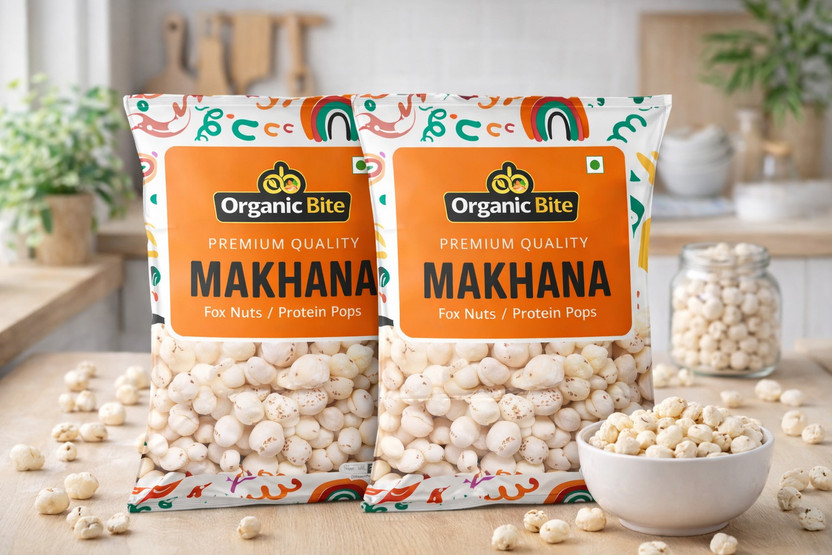 Organic Bite Premium Quality Makhana (Fox Nuts / Protein Pops) – Healthy Snack | Pack of 2(2 x 250 g)