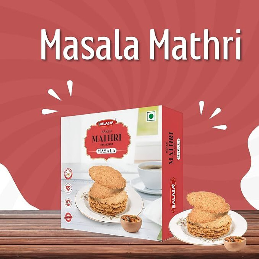 balasa Baked Masala Mathri Crispy & Crunchy Ready-to-Eat Tea Time Namkeen Snack Mathri(180 g)
