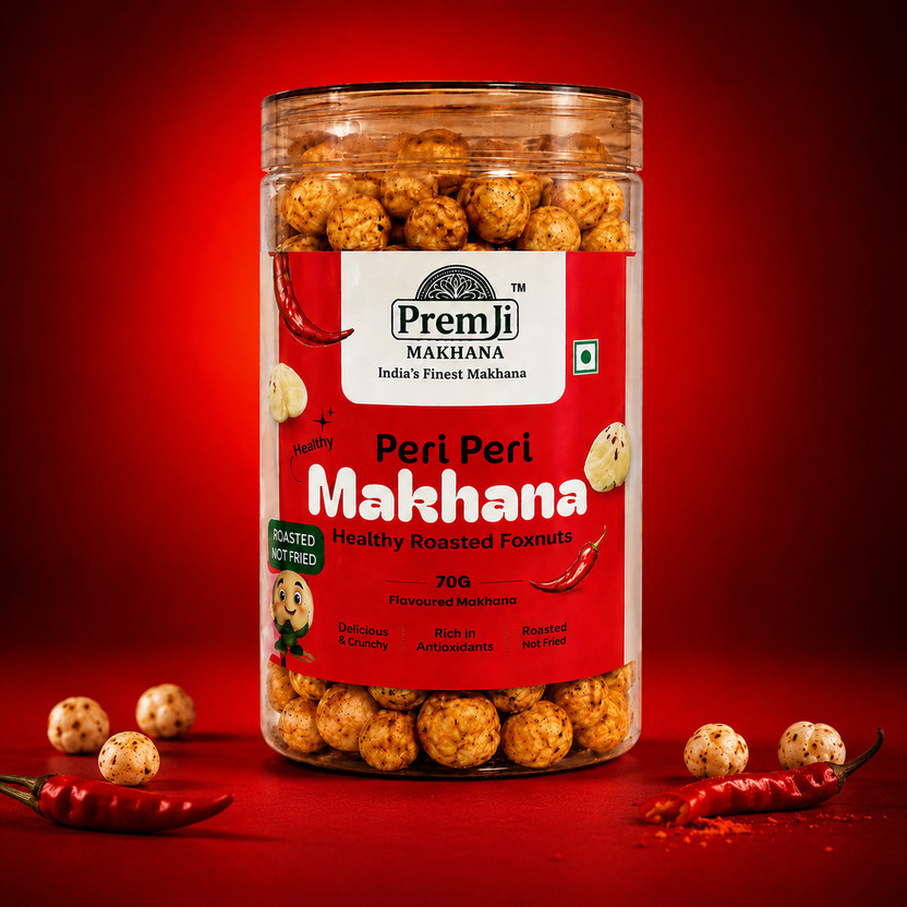 PREM JI MAKHANA India's Finest Makhana-By Premji Peri Peri Makhana | Healthy Roasted Foxnuts | Delicious & Crunchy Snack Makhana Roasted in Olive Oil(70 g)
