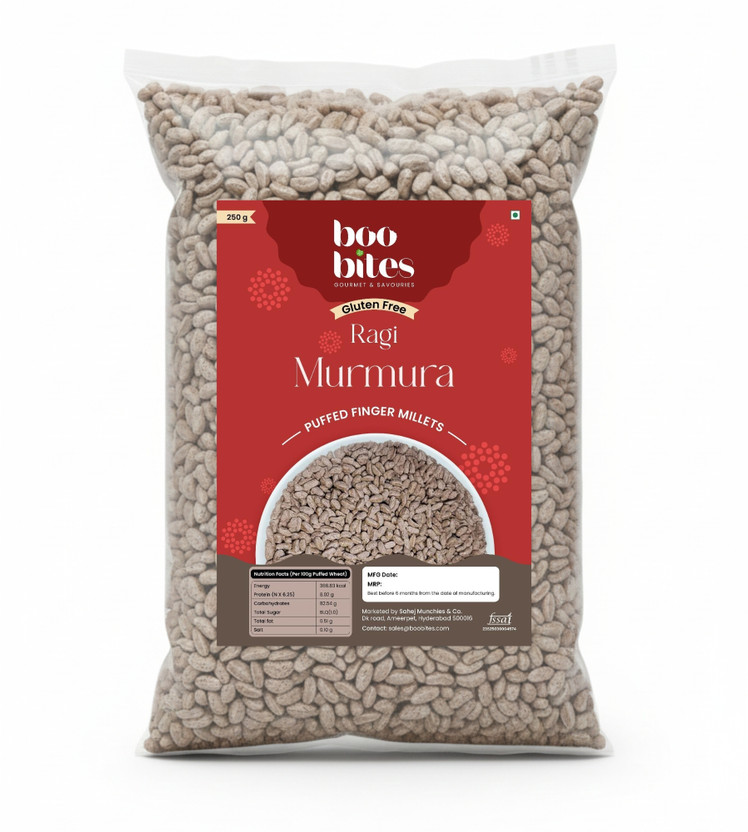 Boo Bites Gourmet & Savouries Boo Bites Ragi Murmura 250g – Gluten-Free Puffed Finger Millet Snack(250 g)