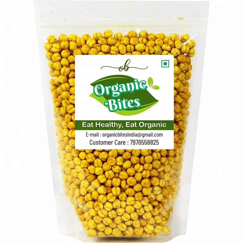 Organic Bites Roasted Masala Chana Without Skin | Bhuna Chana | Roasted Masala Chickpeas Chana(400 g)