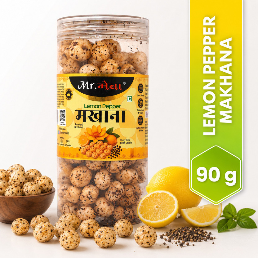 Mr.Meva Lemon Pepper Roasted Makhana 90g | Crunchy Fox Nuts | Healthy Snack Jar Makhana(90 g)