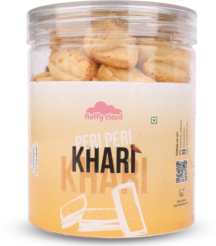 Heeralal's Fluffy Cloud Peri Peri Khari 120Gm Perfect for Tea-Time Snacks Namkeen(120 g)