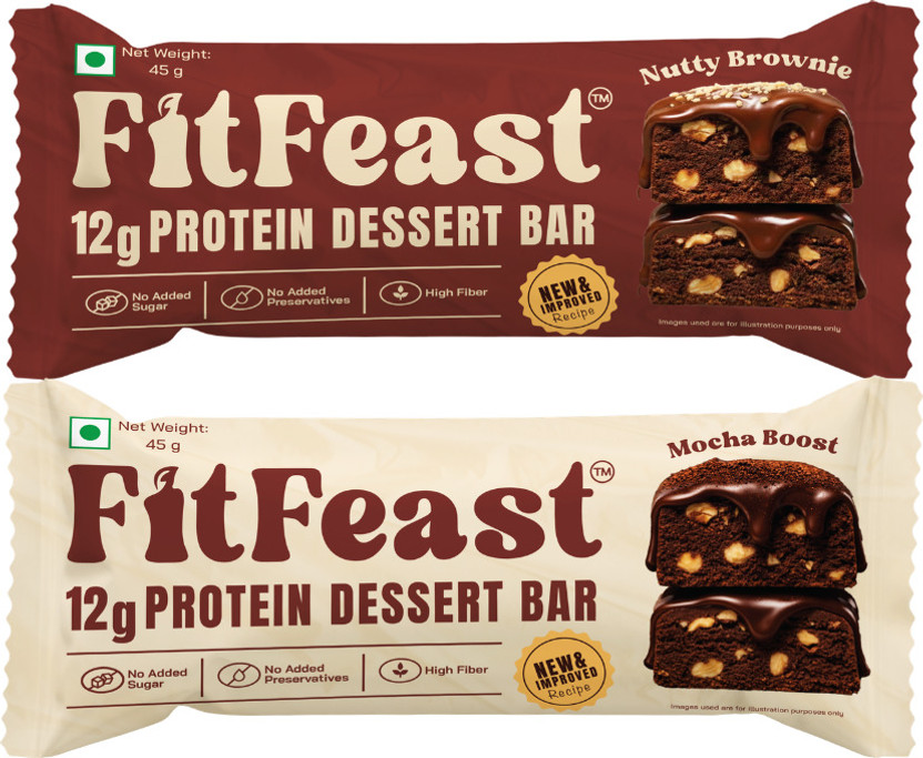 FitFeast Dessert Protein Bars Assorted | Mocha Boost | Nutty Brownie(6 x 50 g)