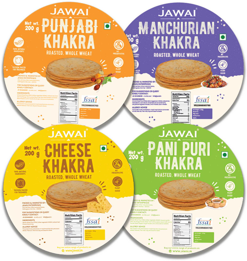 JAWAI Roasted Khakhra Cheese, Punjabi, Pani puri, Manchurian Khakhra Indian Snacks(4 x 0.2 kg)