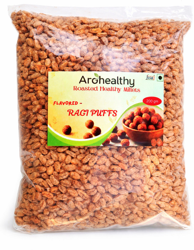 aroyanorganics Flavored Ragi Puffs | Roasted Healthy Millets Snack | Crunchy & Nutritious(200 g)