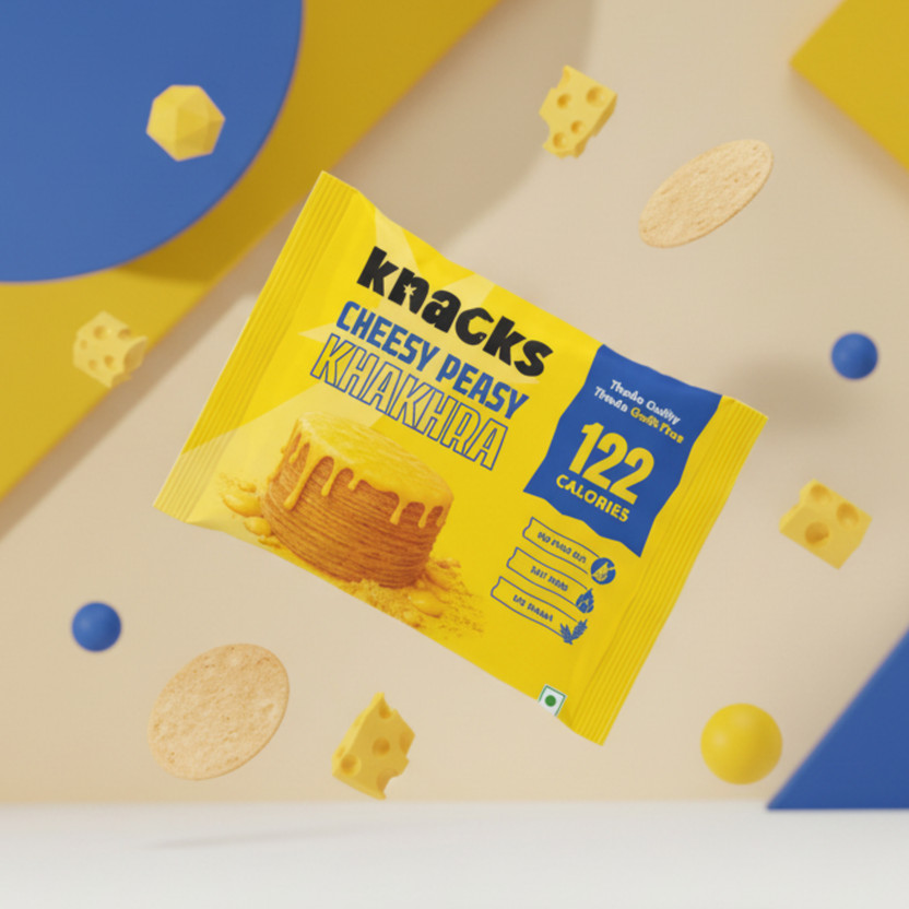 Knacks Cheesy Peasy Coin Khakhra Crisps Khakhra(6 x 30 g)