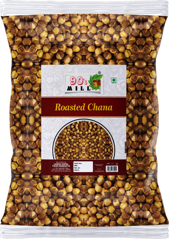 90's MILL Plant-Based Protein Snack Roasted Bhuna chana Bengal Gram Chickpeas-350g*1Pack(350 g)