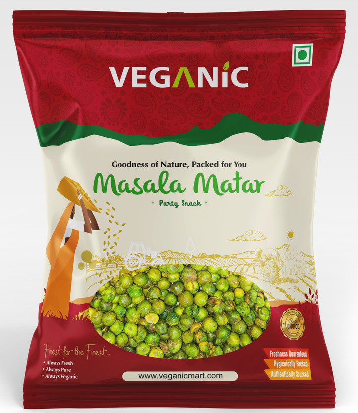 Veganic Organic Roasted Green Peas (Crunchy) | Salted & Masala Green Peas 400g(400 g)
