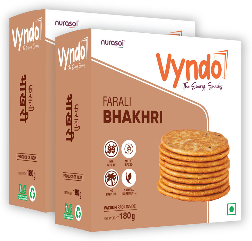 Vyndo Farali Bhakhri | Gluten-Free Millet Snack, Upwas & Diet Friendly Bhakhri(2 x 180 g)