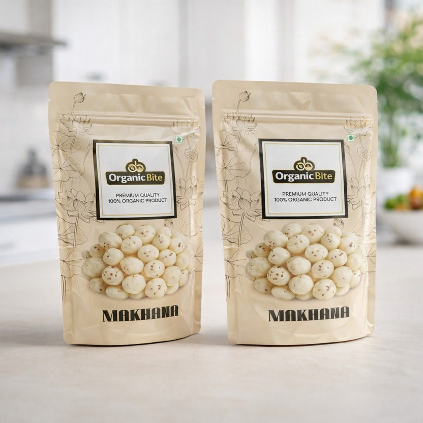 Organic Bite OrganicBite Premium Makhana (Fox Nuts) Pack of 2 | 100% Organic, Healthy Snack(2 x 100 g)