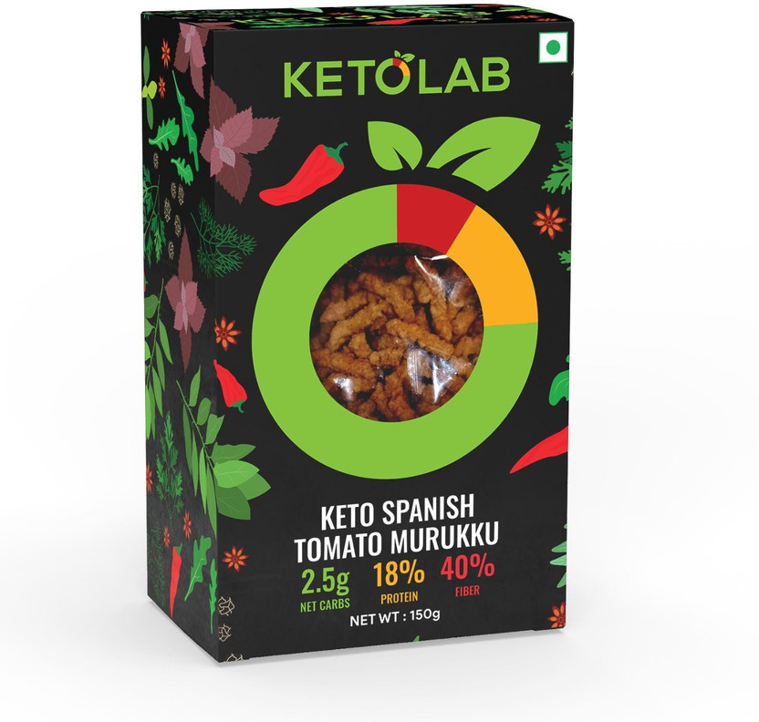 Ketolab Keto Murukku (Spanish Tomato), 300 Gms, Net Carb & High Protein, High Fibre(2 x 150 g)