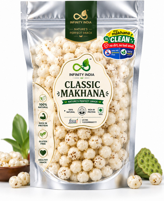 Infinity India Premium Raw Makhana (Fox Nuts) Healthy Snack 100g Makhana(150 g)