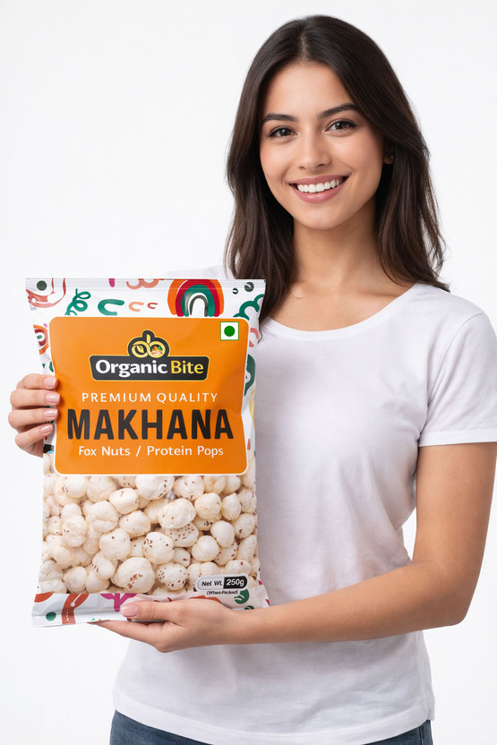Organic Bite Premium Makhana 250g | Light & Crunchy Protein Pops | Healthy Roasted Snack(250 g)