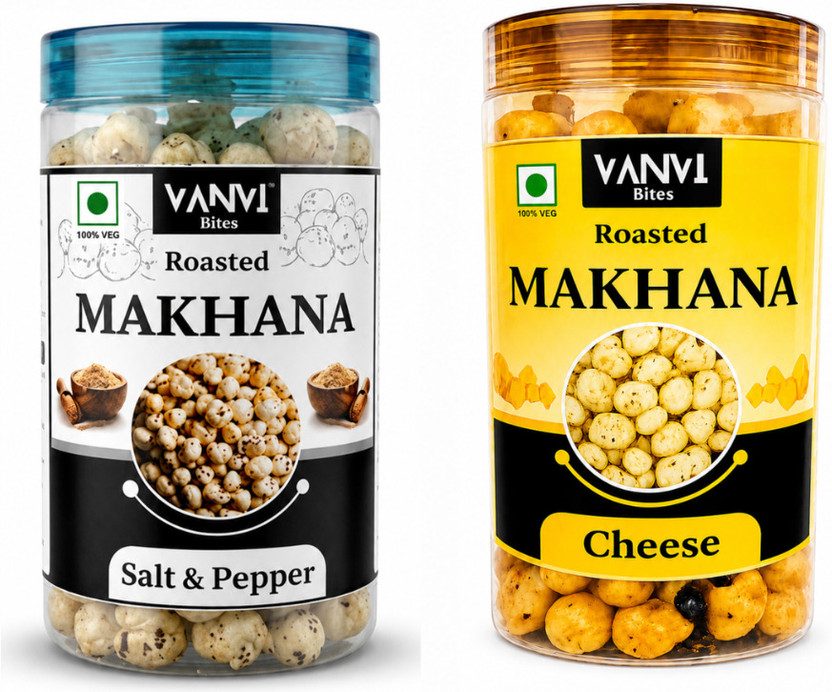 vanvi vanvi bites ROASTED SLAT & PEPPER + CHEESE Makhana Roasted in Olive Oil(2 x 70 g) - Flipkart Deal