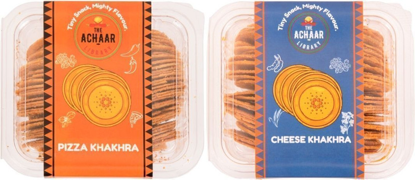 THE ACHAAR LIBRARY Mini Khakhra Combo: Pizza & Cheese | No Palm Oil Khakhra(2 x 180 g)