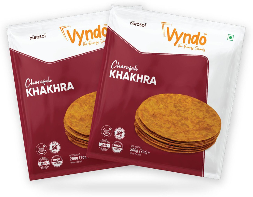 Vyndo Chorafali Khakhra | Gluten-Free Healthy Energy Snacks Khakhra(2 x 200 g)