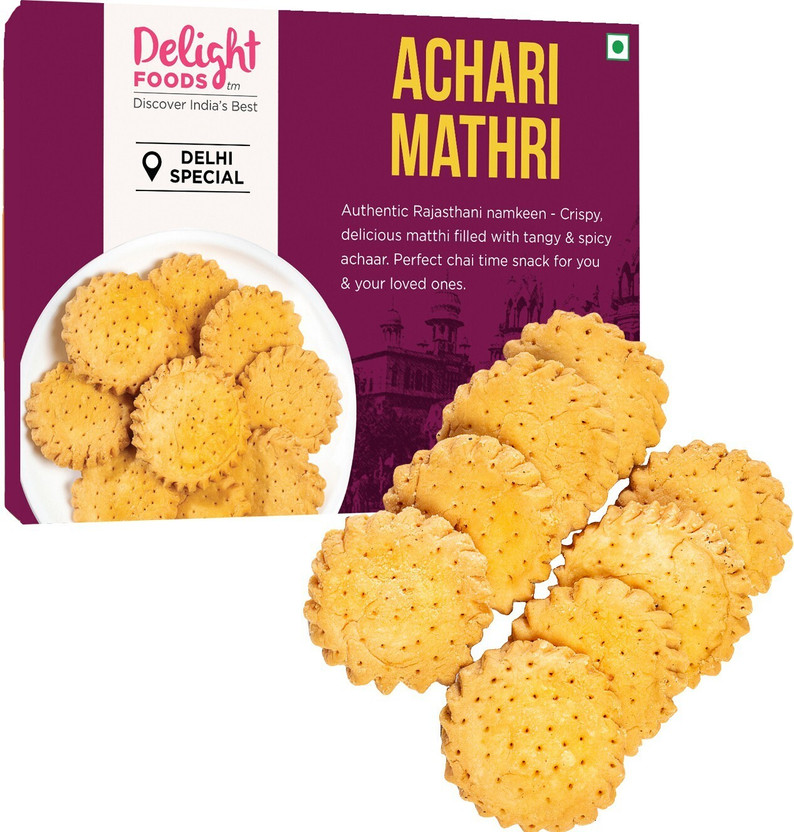 Delight Delight Foods Achari Mathri (300g) | Ready to Eat Evening Tea Time Mathri(300 g) - Flipkart Deal