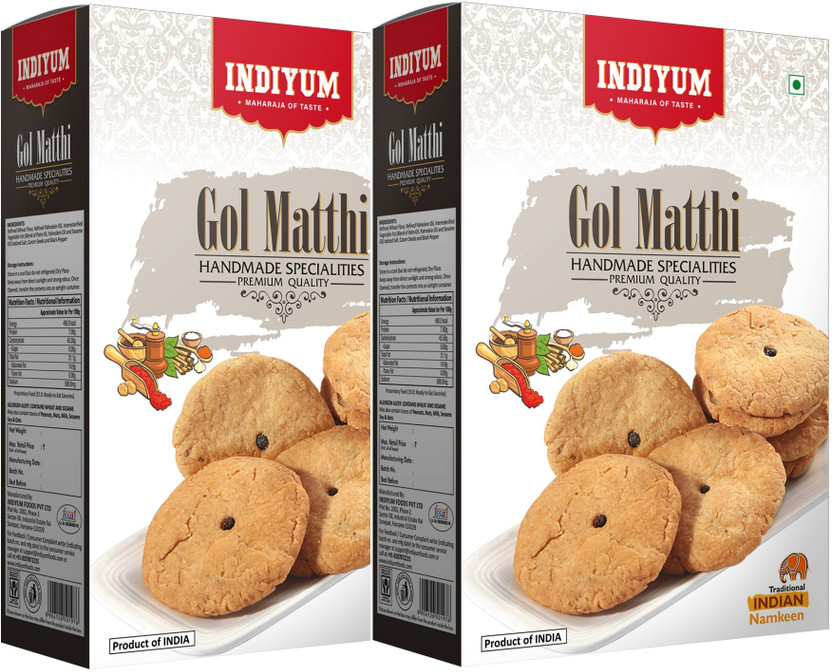 Indiyum Gol Matthi | Tea time Snacks | Ready to Eat Indian Namkeen Nashta(2 x 400 g)
