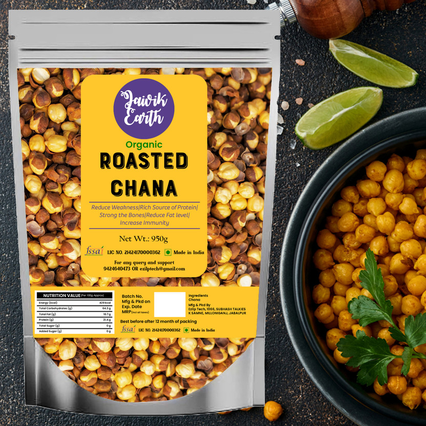 jaivikearth Plain Roasted Chana Desi Chickpeas – High Protein Namkeen Chana(950 g)