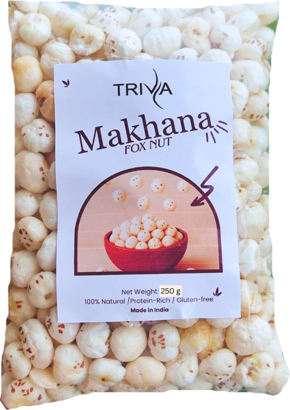 TRIVYA Plain Makhana | Healthy | 100% Natural | Gluten-Free | 250 g Pack(250 g)