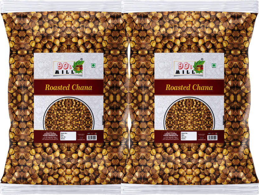 90's MILL Plant-Based Protein Snack Roasted Bhuna chana Bengal Gram Chickpeas-150g*2Pack(2 x 150 g)