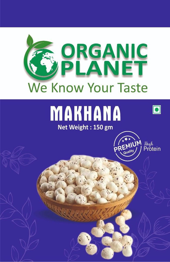Organic PLANET Makhana Pouch | Premium Fox Nuts | Healthy Snack | Gluten-Free & Vegan(150 g)
