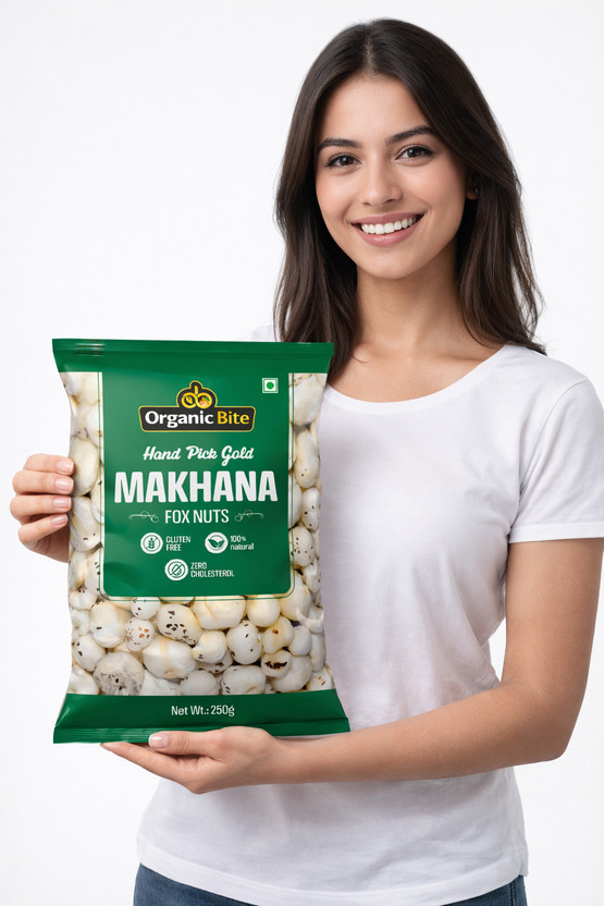 Organic Bite Hand Pick Gold Makhana 250g| Gluten Free, 100% Natural & Zero Cholesterol(250 g)