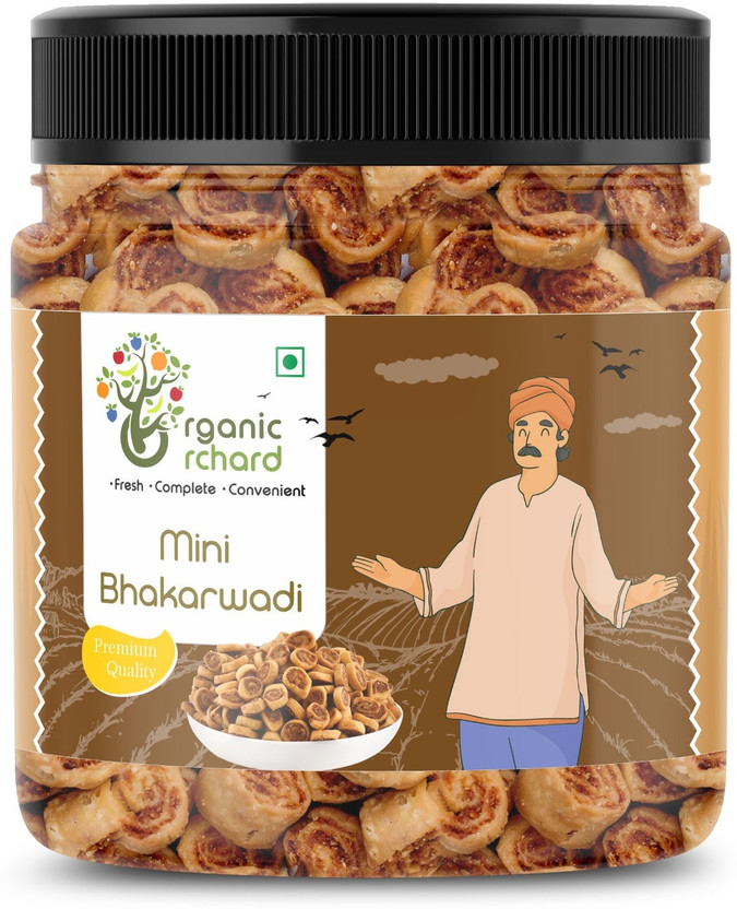 organic orchard Mini Bhakarwadi | Spicy Bakarwadi Namkeen | Crispy & Crunchy Indian Snacks Bhakarwadi(500 g)
