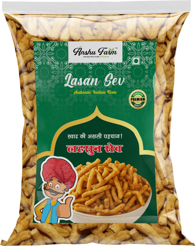anshu farm Lahsun (Garlic) Sev | Crispy & Spicy | Teatime Snack | Healthy Namkeen(250 g)