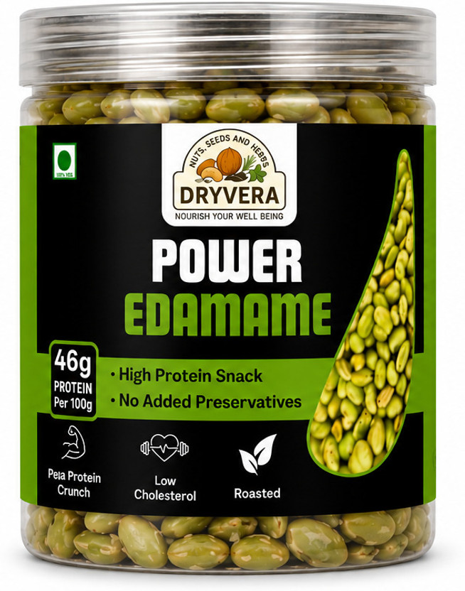 Dryvera Power Edamame Roasted Beans, High Protein Snack, Plant based healthy snack Beans (Salted/Roasted)(150 g)