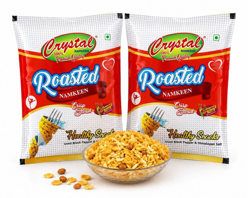 Crystal Roasted Chidwa Golden Crisp Namkeen(310g x 2) |Healthy Crispy Tea Time Snack Namkeen(620 g)