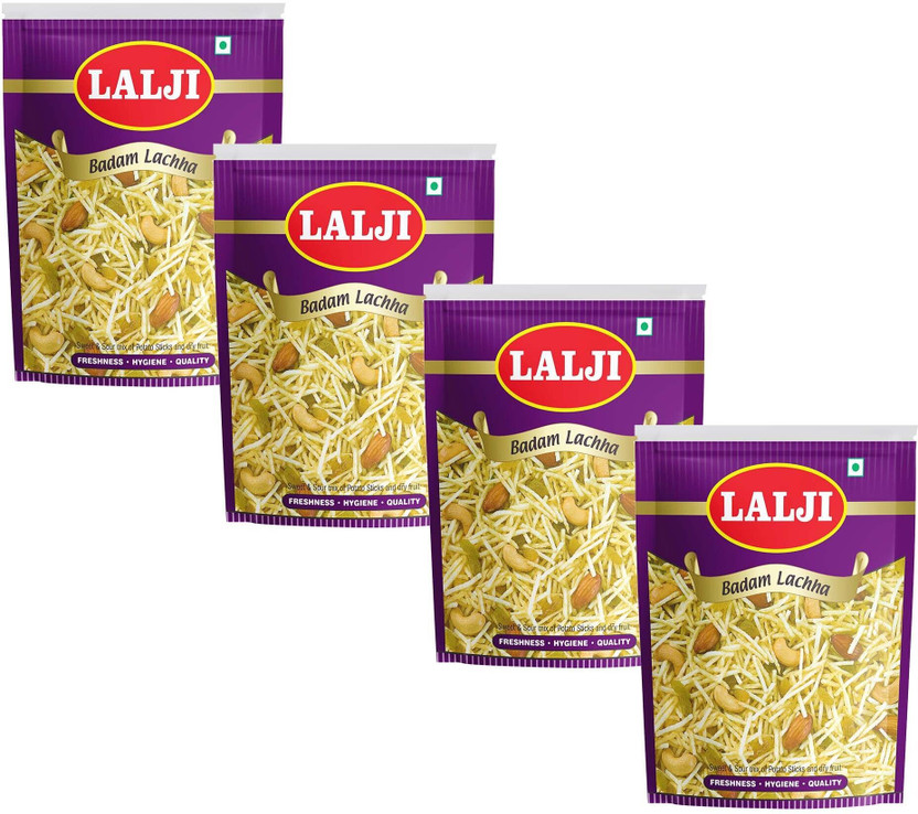 laljisweet Badam Lachha 1.6Kg (400Gm x 4) Bikaneri Namkeen Spicy and Crispy Healthy Snack Badam Lachha(4 x 400 g)