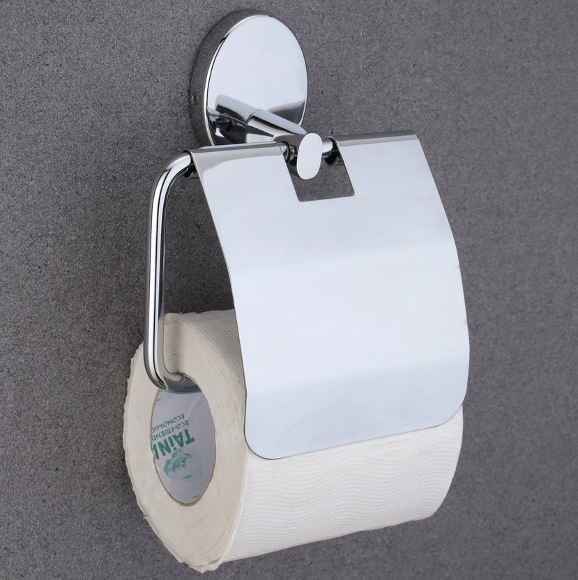 GLOXY Wall Mounted Toilet Paper Holder | Steel Tissue Roll Dispenser for Bathroom(Silver)