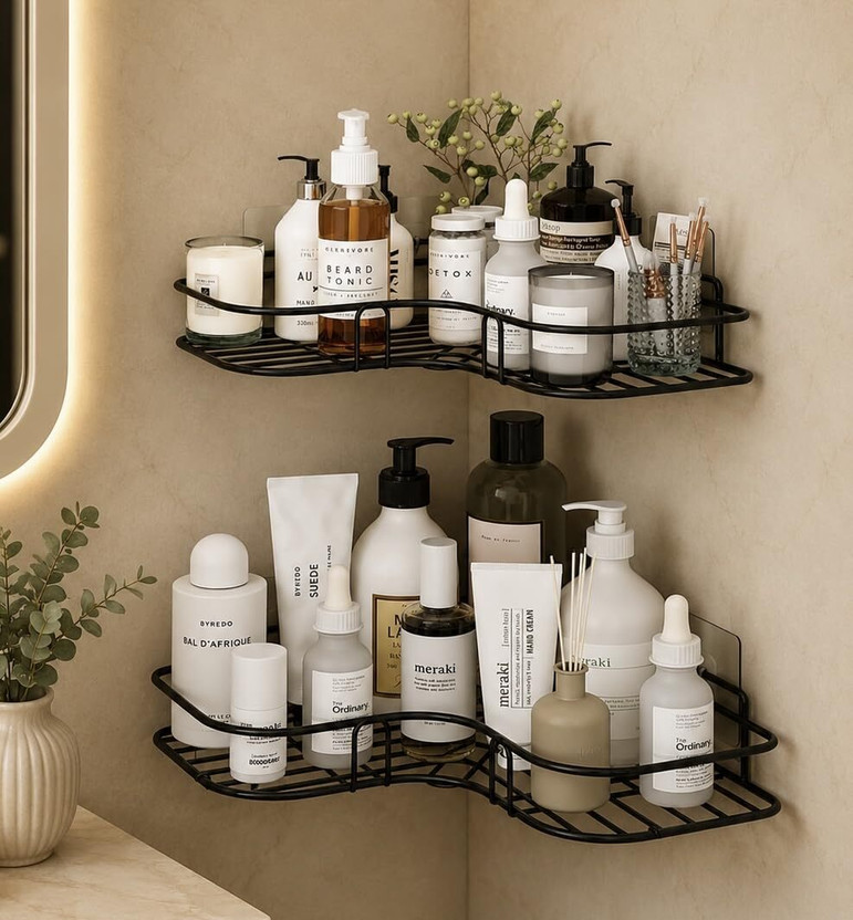 DANGIGEV Self Adhesive No Drill Wall Mounted Bathroom Organizer(Black)