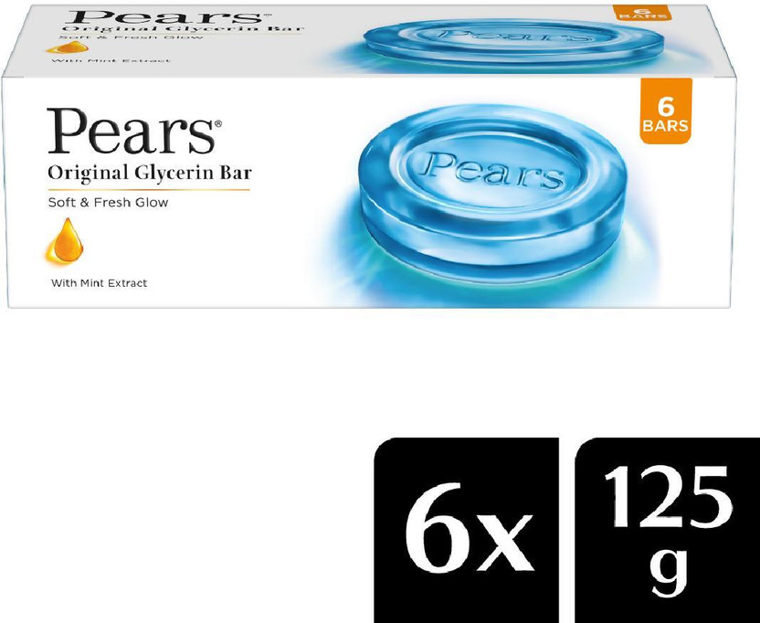Pears Original Glycerin Soap Bar - Soft & Fresh Glow(6 x 125 g)