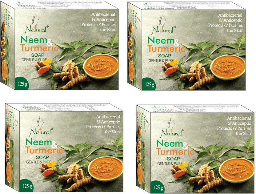 NATURAL Neem & Turmeric Soap 125gm Pack Of 4(4 x 31.25 g)