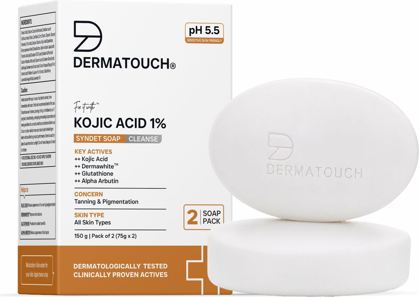 Dermatouch Kojic Acid 1% Soap with Glutathione | For Pigmentation & Sun damage(2 x 75 g)