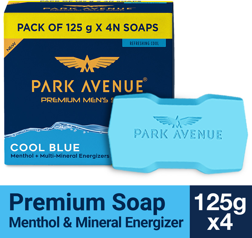 PARK AVENUE Premium Men's Soaps for Bath-Cool Blue-Grade 1 Soap-For All Skin Types(4 x 125 g)