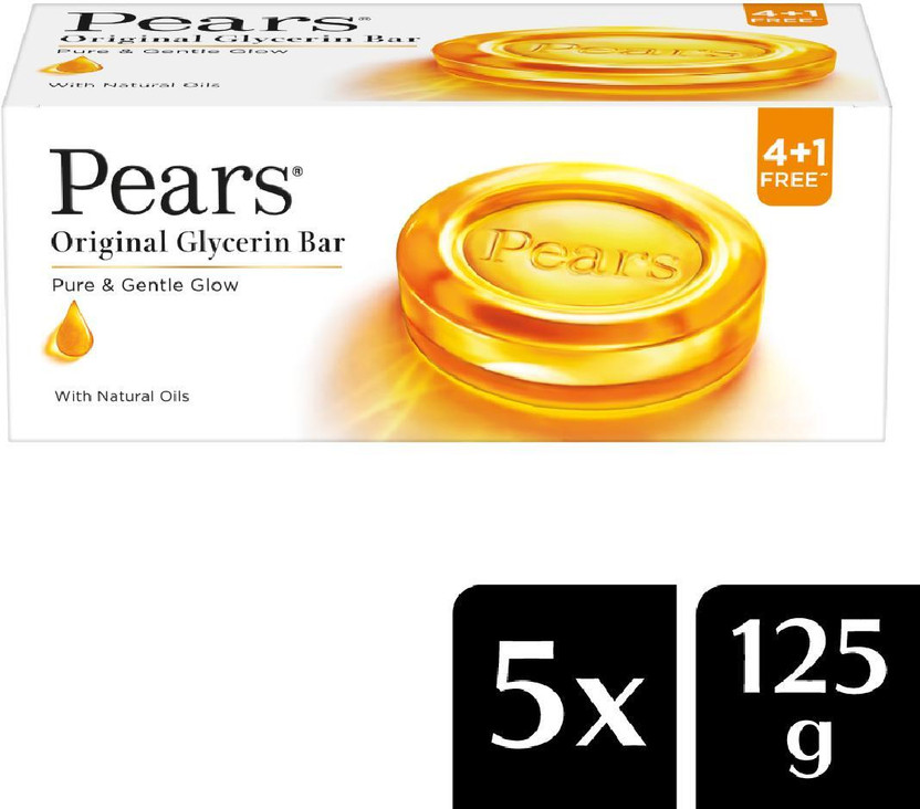 Pears Original Glycerin Soap Bar - Pure & Gentle Glow | With 98% Pure Glycerin(4 x 125 g)