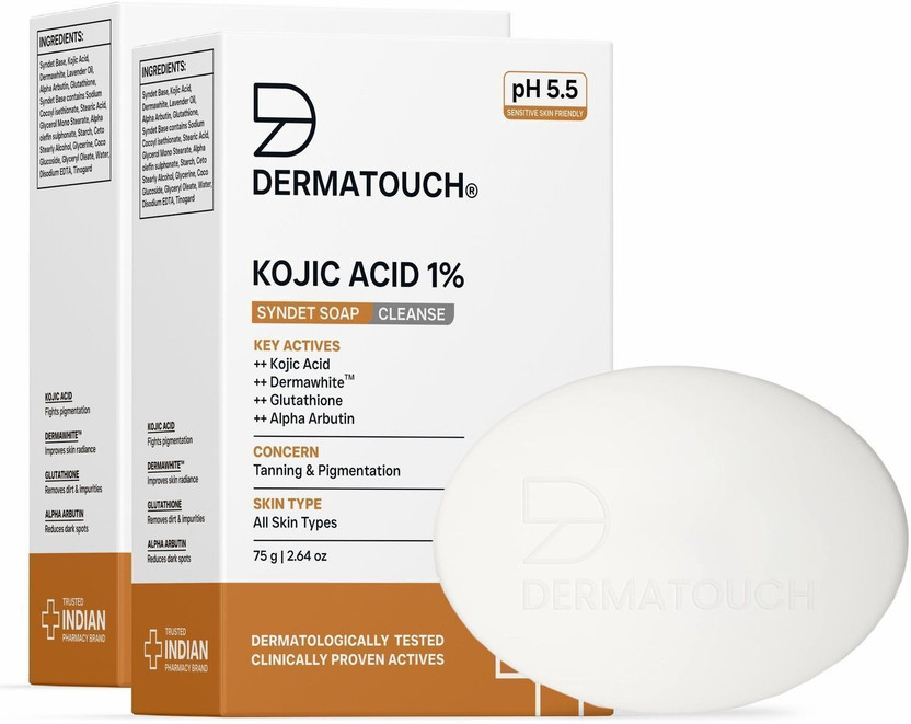 Dermatouch Kojic Acid 1% Soap with Glutathione | For Pigmentation & Sun damage(2 x 75 g)