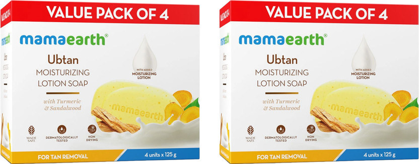 Mamaearth Mamaearth Ubtan Moisturizing Lotion Soap | Removes Tan | Benefits of Lotion in a Soap(8 x 125 g) - Flipkart Deal