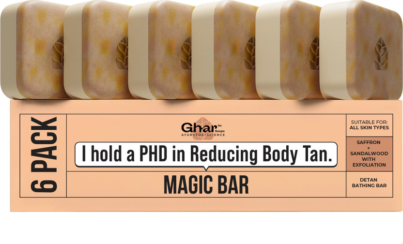 Ghar Soaps Sandal Wood And Saffron Soap For Glowing & Refreshing Skin(6 x 100 g)