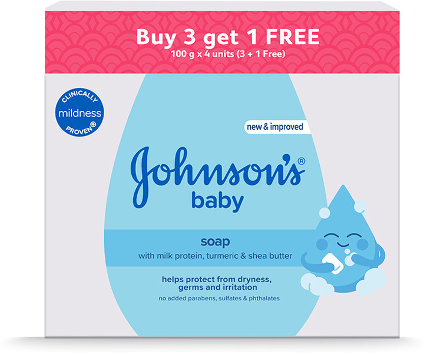JOHNSON'S baby soap with milk protein,turmeric & shea butter(4 x 100 g)
