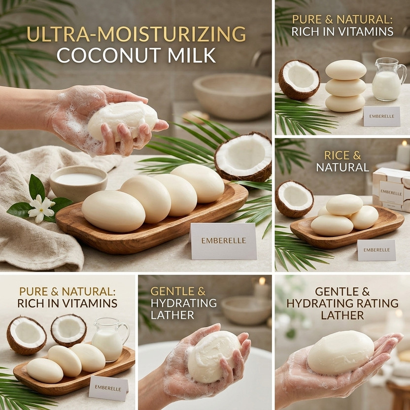 Emberelle Emberelle Plant Based Coconut Milk Soap Cleansing Bar(4 x 100 g) - Flipkart Deal