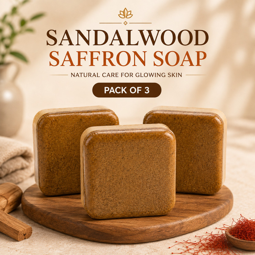 ORIZEN Premium Saffron & Sandalwood Bath Soap | Herbal Skin Care Soap(3 x 100 g)