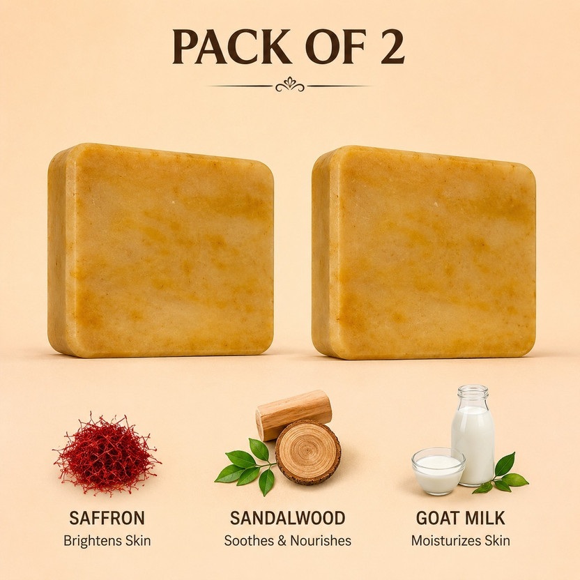 DIVINE SKIN CARE Handmade Goat Milk Saffron Sandalwood Bath Soap Moisturizing(2 x 100 g)