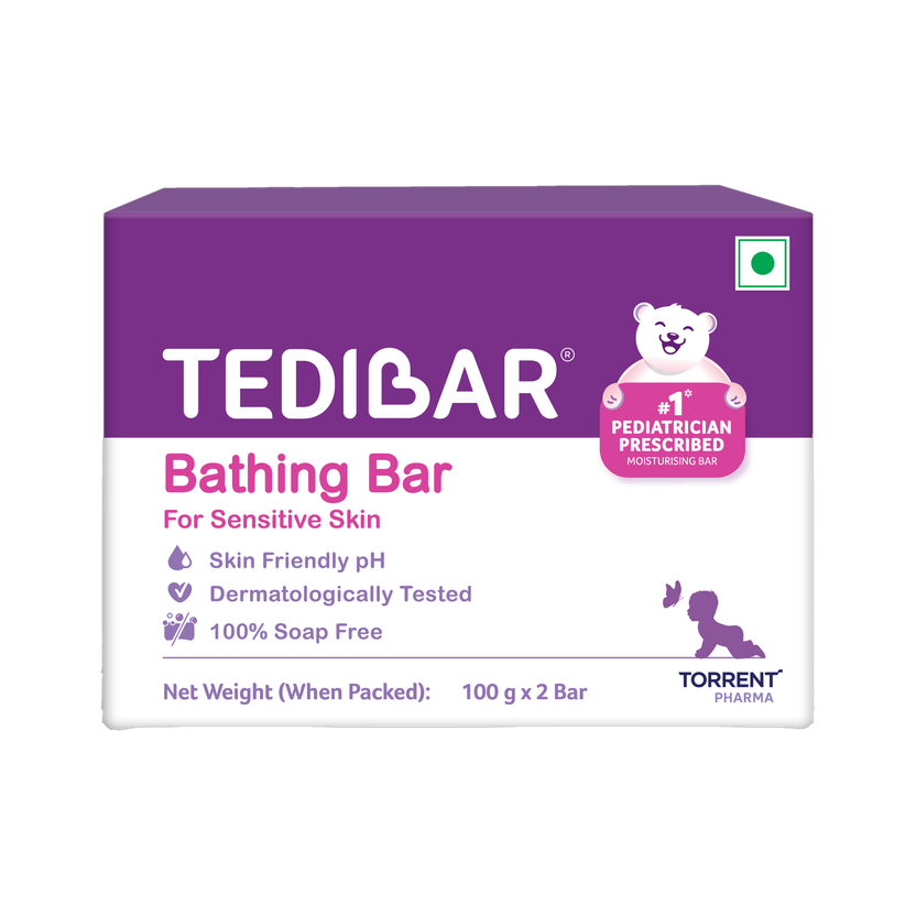 Tedibar Moisturising Baby Bathing Bar | 100% Soap Free | Skin Friendly pH(2 x 100 g)