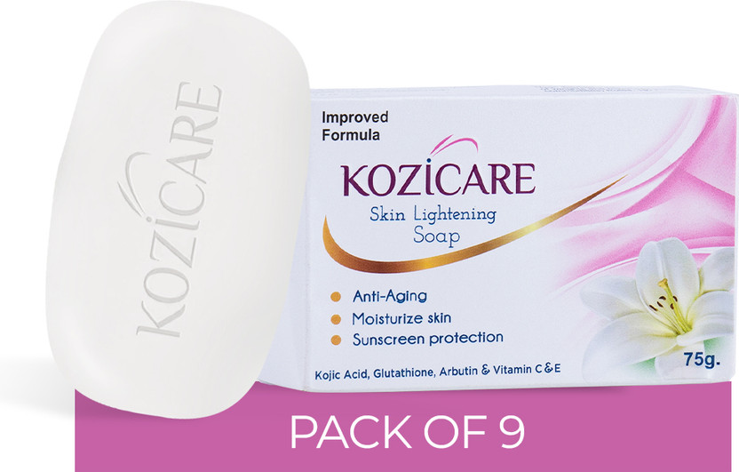 Kozicare Skin Lightening Soap | Kojic Acid Soap | Bath Soap Combo | For Glowing Skin(9 x 75 g)